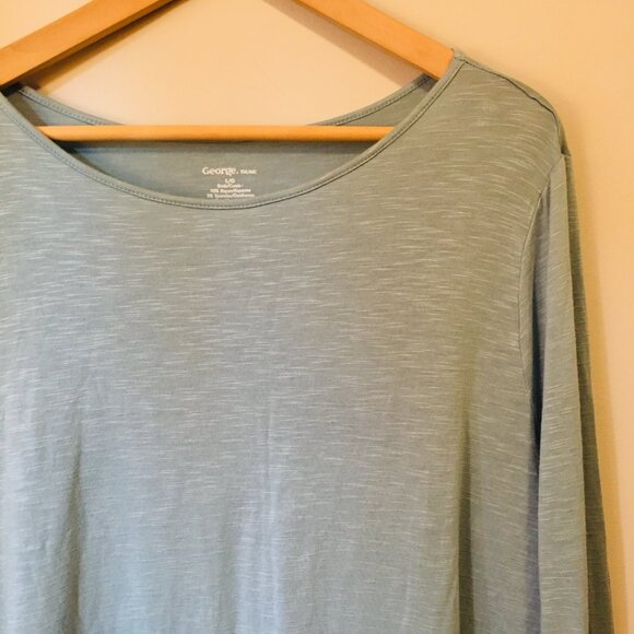 Robin Egg Blue Lace Hem Long Sleeve Rayon Top - Picture 4 of 15